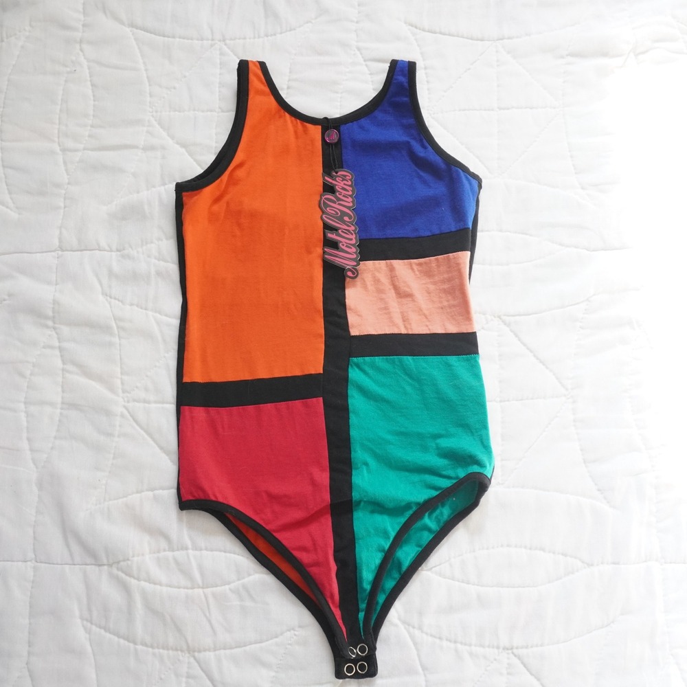 Motel Rocks Josephine Bodice Block Color‎ Print Tank Bodysuit XS NWT 90s